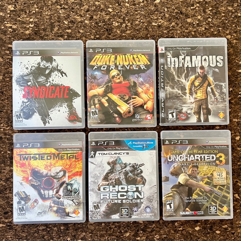 PS3 game bundle • 6 PlayStation games • Duck Nukem • Twisted Metal and more!